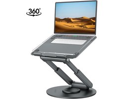 VÖNDA® Laptopstandaard 360° Draaibaar | Ergonomisch & Stevig | Staand & Zittend Werken | Verstelbaar tot 53,3 cm | Voor 10"-17" Laptop & Tablet