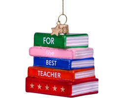 Vondels glazen kerstbal - boeken 8cm multi 1 stuks