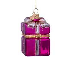Vondels glazen kerstbal - cadeautje met opening 5.5cm roze 1 stuks