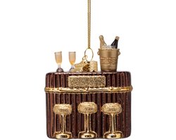 Vondels glazen kerstbal - cocktailbar 8cm bruin 1 stuks