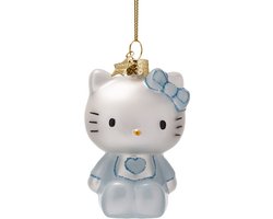 Vondels glazen kerstbal - hello kitty baby 9cm blauw, wit 1 stuks