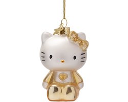 Vondels glazen kerstbal - hello kitty baby 9cm goud, wit 1 stuks