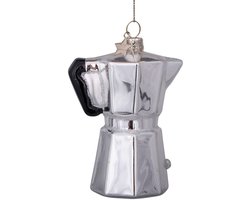 Vondels glazen kerstbal - koffiezetapparaat 9cm zilver 1 stuks