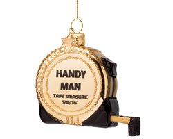 Vondels glazen kerstbal - meetlint 6.5cm zwart, goud 1 stuks