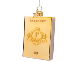Vondels glazen kerstbal - paspoort 11cm goud 1 stuks