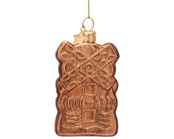 Vondels glazen kerstbal - speculaas 9cm bruin 1 stuks