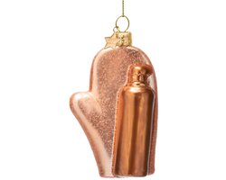 Vondels glazen kerstbal - zelfbruiner met handschoen 12cm bruin 1 stuks