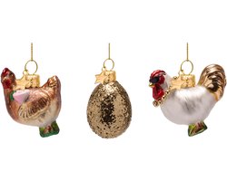 Vondels Paasdecoratie Set van 3 Paasballen Kip Ei Haan