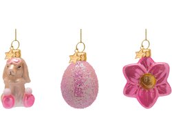 Vondels paashanger konijn, ei en bloem 6cm multi 3 stuks
