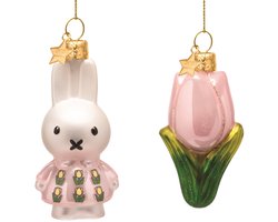 Vondels Paasornamenten Set van 2 Paasballen Nijntje met Tulp Roze