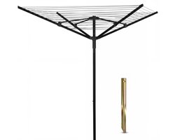 Vonia Droogmolen - Droogrek - Droogmolen met metalen Grondanker - 45 meter Drooglengte - Zwart