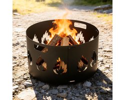 Vonkenvanger, brandwerende kap voor zwarte vuurkorf, verstelbaar van 70 tot 75 cm in diameter, gemaakt van ijzer
