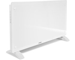 VONROC Luxe elektrische kachel - Convectorkachel met glazen paneel – 1250W/2500W- Verwarmt ruimtes tot 30m2 - Bediening zowel met app (via Wifi) als handmatig – Instelbare thermostaat en timer - Wit