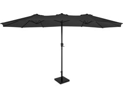 VONROC Premium Parasol Iseo - 460x270cm – Dubbele parasol - combi set incl. parasolvoet van 26 kg - Duurzaam - UV werend doek - Antraciet/Zwart - Incl. beschermhoes