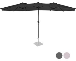 VONROC Premium Parasol Iseo - 460x270cm – Dubbele parasol – Duurzaam - UV werend doek - Antraciet/Zwart – Incl. beschermhoes