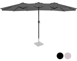 VONROC Premium Parasol Iseo - 460x270cm – Dubbele parasol – Duurzaam - UV werend doek - Grijs – Incl. beschermhoes