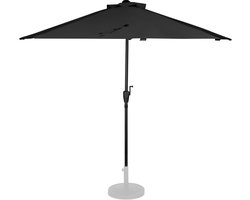 VONROC Premium Parasol Magione – Duurzame balkon parasol - Halfrond 270x135cm – UV werend doek - Antraciet/Zwart – Incl. beschermhoes