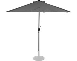 VONROC Premium Parasol Magione – Duurzame balkon parasol - Halfrond 270x135cm – UV werend doek - Grijs – Incl. beschermhoes