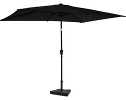 VONROC Premium Parasol Rapallo 200x300cm – Duurzame parasol - combi set incl. parasolvoet van 20 kg - Kantelbaar – UV werend doek - Antraciet/Zwart – Incl. beschermhoes