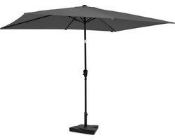 VONROC Premium Parasol Rapallo 200x300cm – Duurzame parasol - combi set incl. parasolvoet van 20 kg - Kantelbaar – UV werend doek - grijs – Incl. beschermhoes