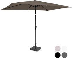 VONROC Premium Parasol Rapallo 200x300cm – Duurzame parasol - combi set incl. parasolvoet van 20 kg - Kantelbaar – UV werend doek - taupe – Incl. beschermhoes