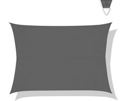 VONROC Premium Schaduwdoek - Tarp - Rechthoek - 400x300 cm – Waterafstotend - Grijs – Incl. Opbergtas en bevestigingskoord