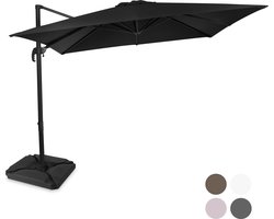 VONROC Premium Zweefparasol Pisogne 300x300cm – Incl. vulbare tegels, kruisvoet & beschermhoes – Vierkante parasol – 360 ° Draaibaar - Kantelbaar – UV werend doek - Zwart