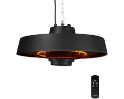 VONROC Sfeervolle terrasverwarmer hangend – Vulcano 2000W – Krachtige infraroodlamp – met 2 warmteniveau’s, timer en afstandsbediening