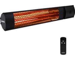 VONROC Sfeervolle terrasverwarmer – Marsili 2000W – Hoog rendement – Low Glare lamp – 2 Warmteniveaus – Met afstandsbediening