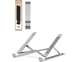 Voomy ECO Laptop Standaard - Verstelbaar & Opvouwbaar - 9 tot 17 inch - Recycled Aluminium - Ergonomische Stand - Voor Laptop, Macbook, Tablet, Lenovo, iPad - Zilver