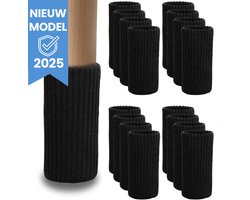 Voor 4 Stoelen Stoelpoot Beschermers - Stoel Sokken - 16 Stuks - Zwart - Vloerbeschermer - Stoelpootdoppen - Stoelsokken - Stoelpoot Sokken - Viltjes Stoelpoten