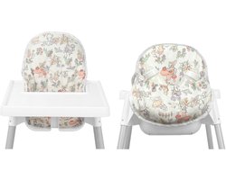 voor IKEA kinderstoelkussen, voor antilop kussen, met stoeltas, voor IKEA Antilop kinderstoel, katoen antislip, zacht, babyzittend comfortabeler (groene beer bos dierpatroon)