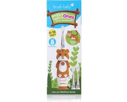 “Voordeel Set Tijger” | Brush-Baby | Electrische Oplaadbare Kindertandenborstel + Gratis Tandpasta* | WildOnes | Toby de Tijger | 0 - 10 jaar | 3 opzetborstels | 2 poetsstanden | Timer & Pulse | Disco licht | Zuignapvoet |
