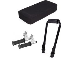 Voordeelfiets Bagagedrager Set – Fietskussen Zwart, Rugsteun (12-13 cm) & Inklapbare Voetsteunen – Compleet Achterop De Fiets Pakket!