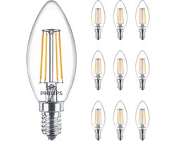 Voordeelpak 10x Philips MASTER Value LED Kaars E14 Filament Helder 3.4W 470lm - 927 Zeer Warm Wit | Beste Kleurweergave - Dimbaar - Vervangt 25W