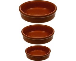 Voordeelset van 12x stuks creme brulee of tapas bakjes van steen 4 x 5 cm - 4x 7 cm - 5x 10 cm - vaatwasser geschikt