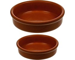 Voordeelset van 8x stuks creme brulee of tapas bakjes van steen 5 cm en 7 cm mix - vaatwasser geschikt