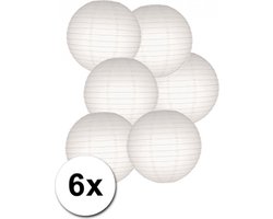 Voordelig lampionnen pakket wit 6x