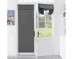 Voordeurgordijn Franse jaloezieën met band zijlicht 66 x 173 cm voor keuken, woonkamer, badkamer (grijs)
