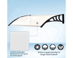 Voordeuroverkapping – Dakoverkapping – Deurkap – Overstek – Entreebescherming – Wit Frame – Polycarbonaat Dak – 75 x 100 cm – Schuin Ontwerp