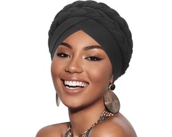 Voorgeknoopte Tulband Hoofddoek Dames - Gevlochten Haarbedekking Mutsen voor Haaruitval en Dagelijks Gebruik