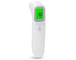 Voorhoofdthermometer - Contactloos - Kleurgecodeerd LCD-scherm - Koortswaarschuwing - Geheugenfunctie - Voor Baby's & Volwassenen - Wit - 1 Stuk