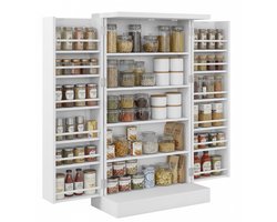 Voorraadkast - 60x103,5x30 cm - wit - met deur - met meerdere planken