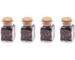 Voorraadpot Glas Vierkant inclusief kurken dop 150 ml - Transparant - Losse thee - Kruiden - Specerijen | 4 stuks