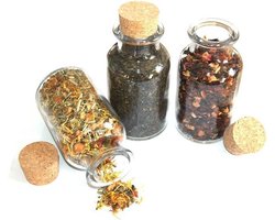 Voorraadpot Rond Glas 300 ml - Inclusief kurken dop - Transparant - Losse thee - Kruiden en Specerijen - Glazen potjes | 3 stuks