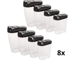 Voorraadpotten - Voorraadpotten 8 stuks - Voorraadpotten set - BPA Vrij - Voorraadbussen - Snoep pot - Organize potten - Keukenpotten - Opbergpotten - Complete Set 8 stuks