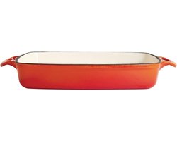 Voque Rechthoekige Gietijzeren Ovenschaal 2,8ltr Oranje