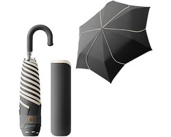 Vorm Compacte vouwbare reisparaplu met haak handvat PU leer/6 ribben/draagbare parasol/lichtgewicht/UV bescherming/regen zon/rugzak/teflon coating/vrouwen kinderen