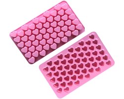vorm hartjes - IJsklontjes mal - Hartjesvorm - 1,5 cm - 55 hartjes - IJs blokjes maken - Chocolade/zeep maken - Zeepvorm - Vormpjes - Ice cube tray - Ice mold - Siliconen - Jonyx