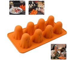 Vorm, siliconen puddingvorm, poreuze bakvorm, 3D ghost casting mal, geschikt voor chocolade, snoep, gelei, cake, zacht snoep,ijsblokjes (20,9*10*4,6cm, oranje)